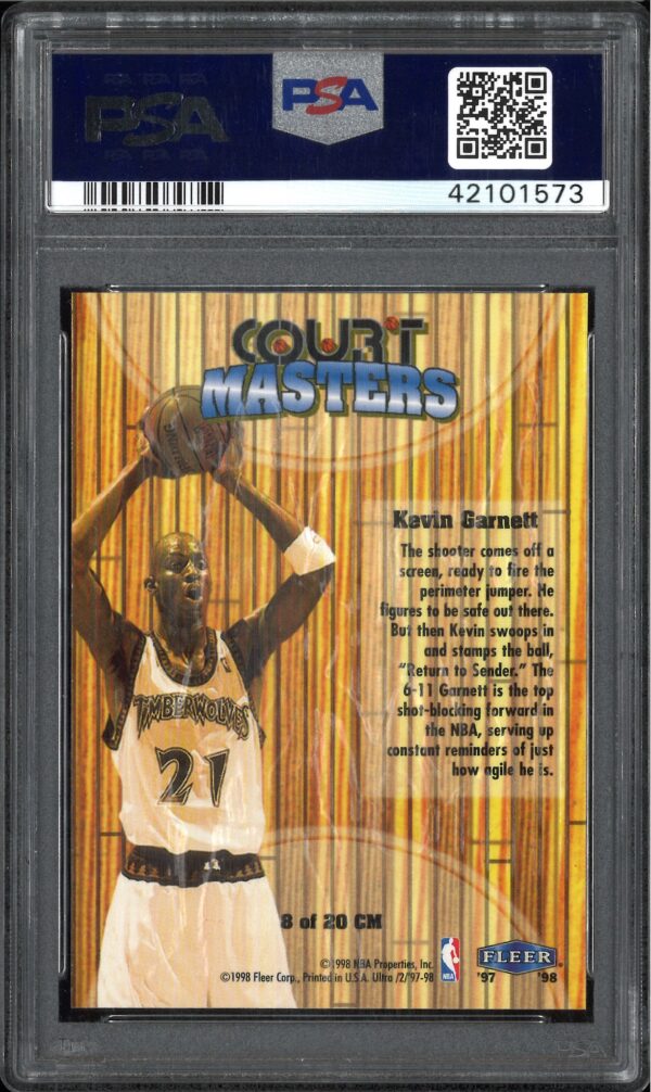 1997-98 Ultra Court Masters Kevin Garnett #8 PSA 10 Gem Mint - Image 2