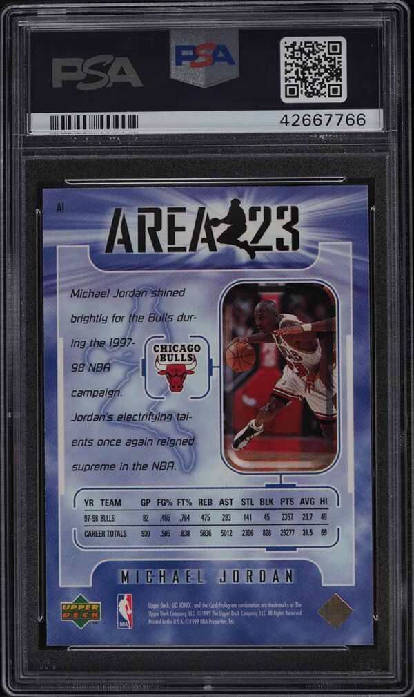 1998-99 UPPER DECK IONIX AREA 23 MICHAEL JORDAN #A1 PSA 10 GEM MINT - Image 2