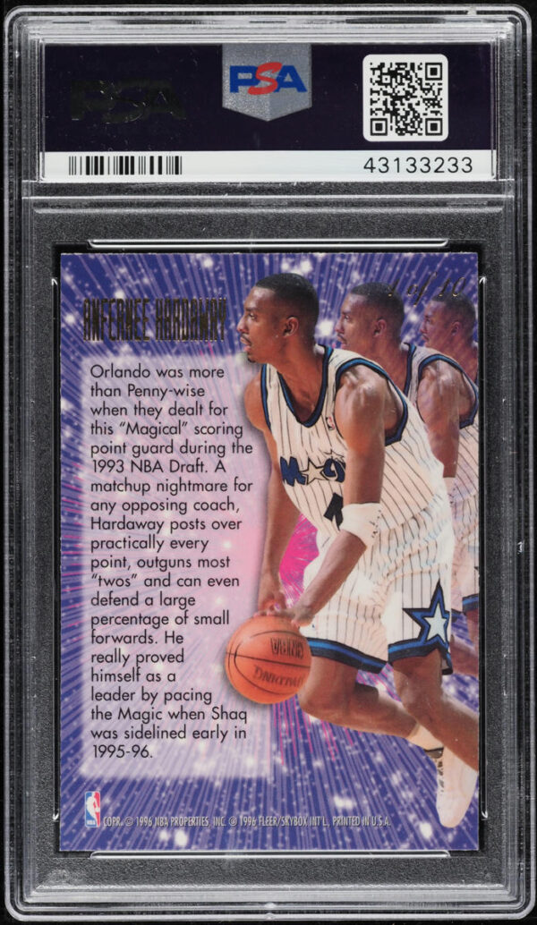1995-96 FLAIR NEW HEIGHTS ANFERNEE HARDAWAY #1 PSA 10 GEM MINT - Image 2