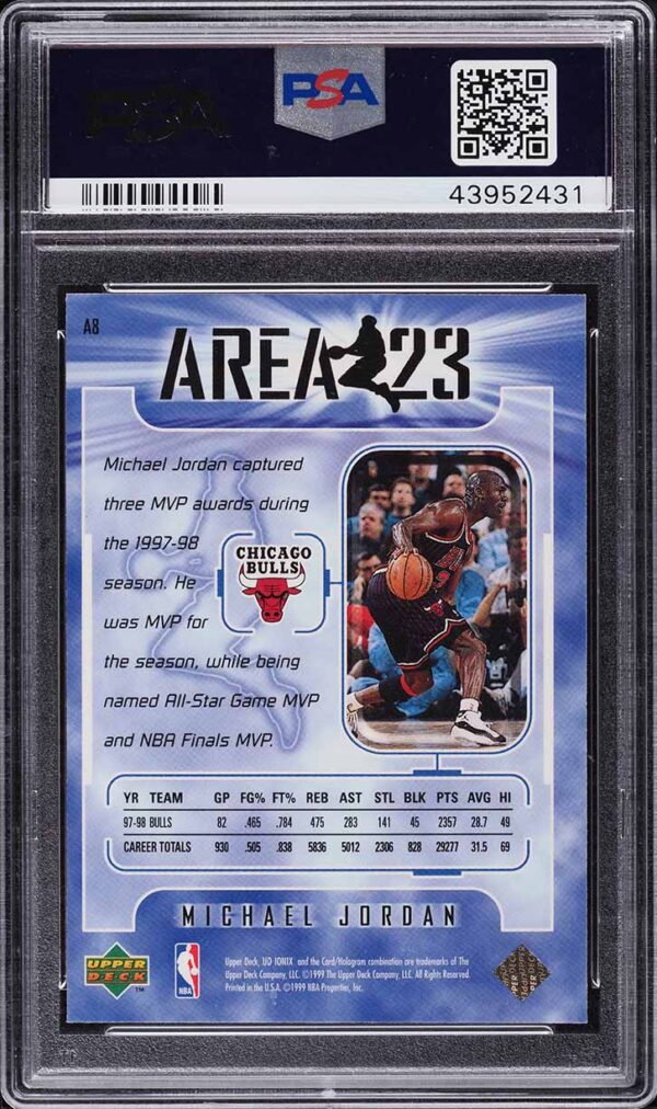 1998-99 UPPER DECK IONIX AREA 23 MICHAEL JORDAN #A8 PSA 10 GEM MINT - Image 2