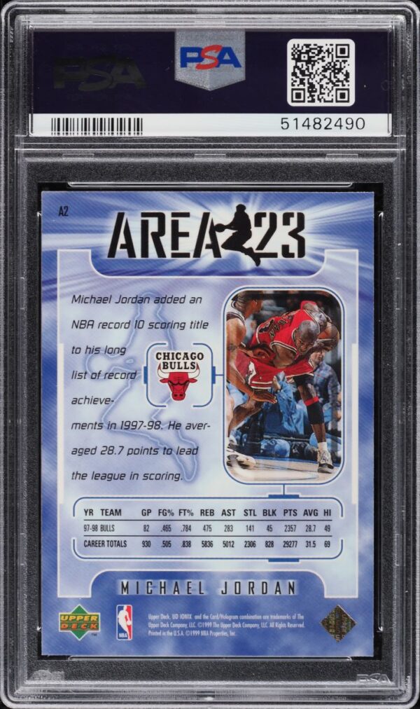 1998-99 UPPER DECK IONIX AREA 23 MICHAEL JORDAN #A2 PSA 10 GEM MINT - Image 2