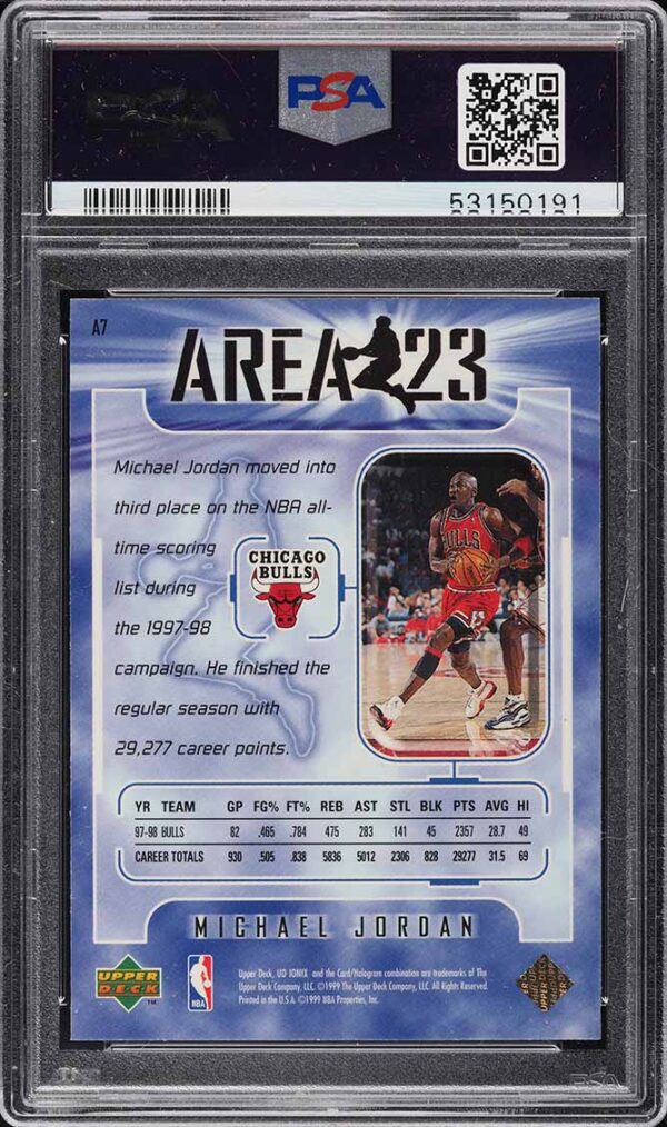 1998-99 UPPER DECK IONIX AREA 23 MICHAEL JORDAN #A7 PSA 10 GEM MINT - Image 2
