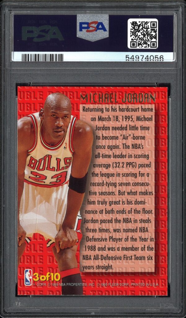 1995-06 Ultra Double Trouble Michael Jordan #3 PSA 10 Gem Mint - Image 2