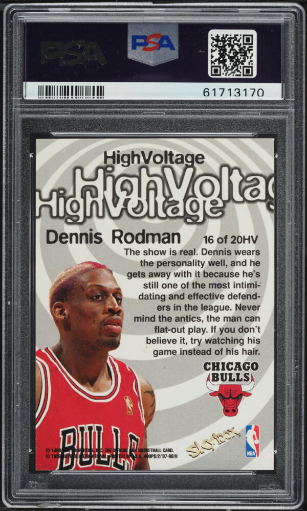 1997-98 HOOPS HIGH VOLTAGE DENNIS RODMAN #16 PSA 9 MINT - Image 2