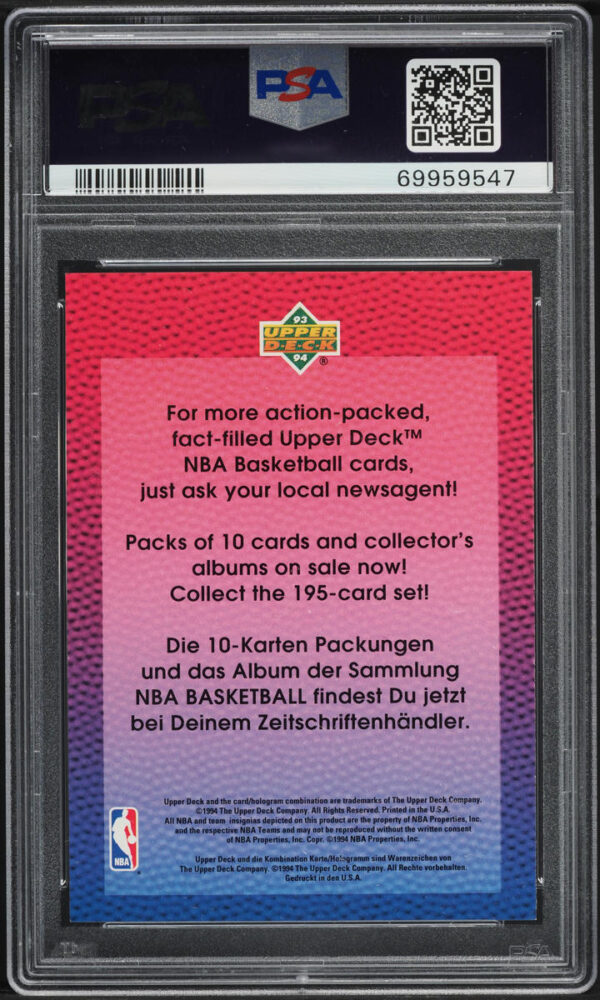 1993-94 UPPER DECK GERMAN MICHAEL JORDAN PSA 7 NRMT - Image 2
