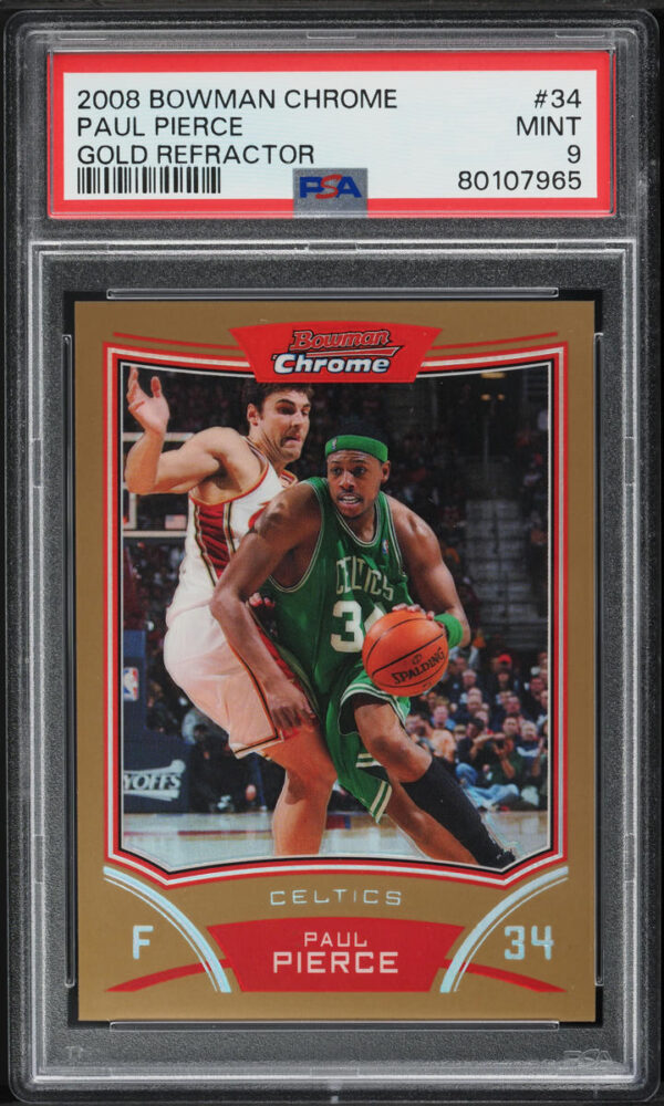 2008-09 BOWMAN CHROME GOLD REFRACTOR PAUL PIERCE /50 #34 PSA 9 MINT