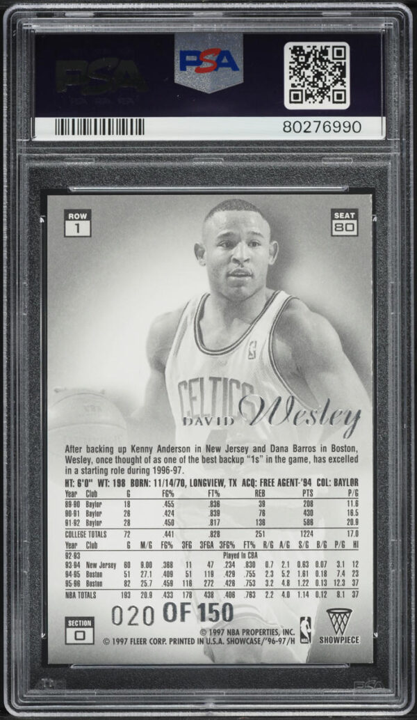 1996-97 FLAIR SHOWCASE LEGACY COLLECTION ROW 1 DAVID WESLEY /150 #80 PSA 9 MINT - Image 2