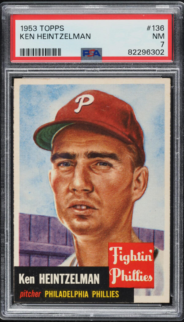1953 TOPPS KEN HEINTZELMAN #136 PSA 7 NRMT