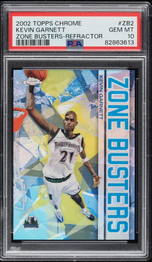 2002-03 TOPPS CHROME ZONE BUSTERS REFRACTOR KEVIN GARNETT #ZB2 PSA 10 GEM MINT