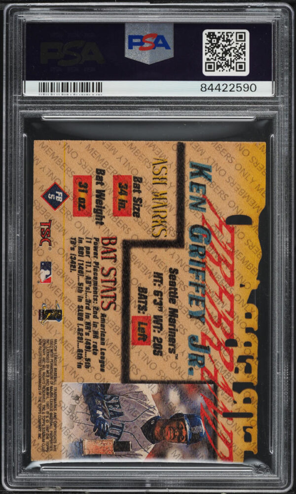 1997 STADIUM CLUB FIREBRAND MEMBERS ONLY KEN GRIFFEY JR #FB5 PSA 10 GEM MINT - Image 2
