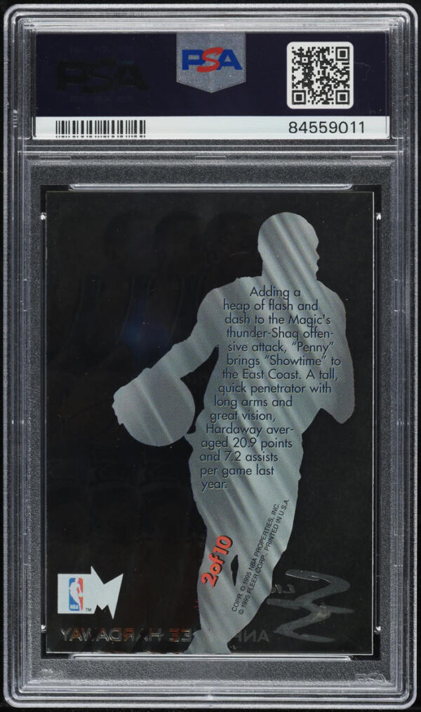 1995-96 METAL SLICK SILVER ANFERNEE HARDAWAY #2 PSA 10 GEM MINT - Image 2
