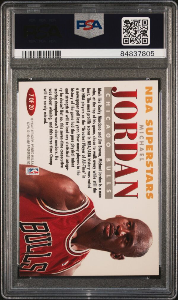 1993-94 FLEER NBA SUPERSTARS MICHAEL JORDAN #7 PSA 10 GEM MINT - Image 2