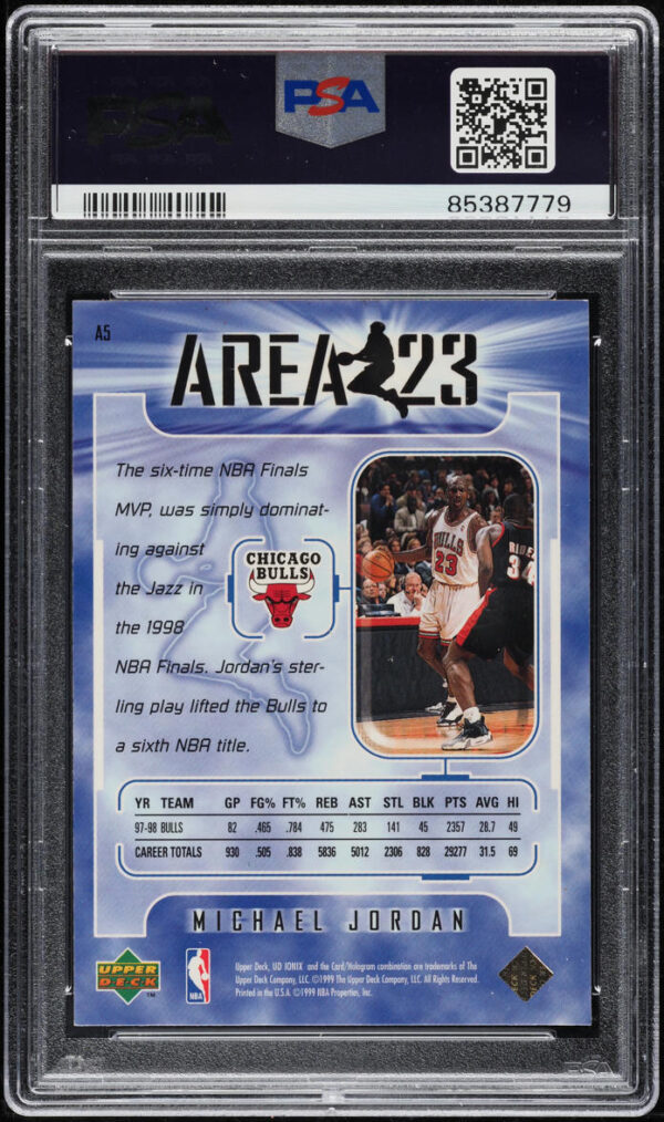 1998-99 UPPER DECK IONIX AREA 23 MICHAEL JORDAN #A5 PSA 10 GEM MINT - Image 2