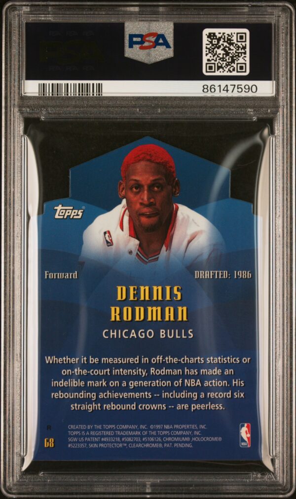 1997-98 TOPPS GENERATIONS REFRACTOR DENNIS RODMAN #G8 PSA 9 MINT - Image 2