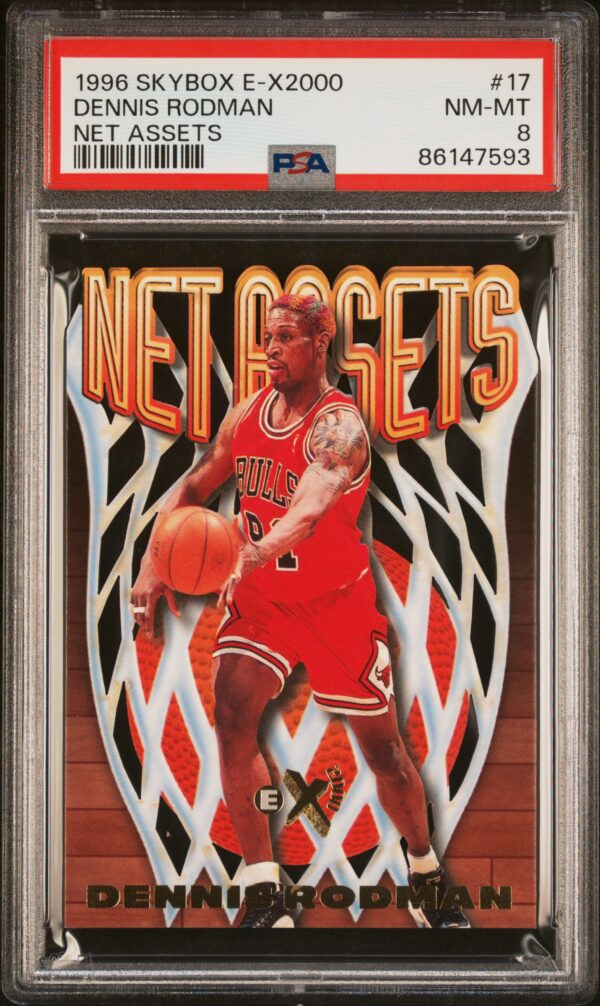1996-97 SKYBOX E-X2000 NET ASSETS DENNIS RODMAN #17 PSA 8