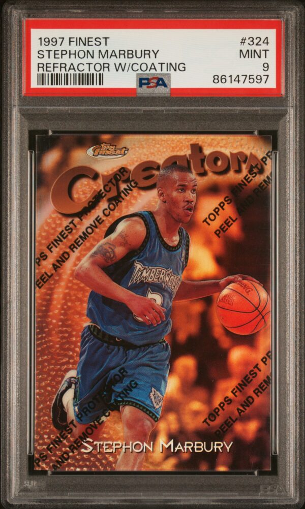 1997-98 FINEST STEPHON MARBURY REFRACTOR W/COATING /289 #324 PSA 9 MINT