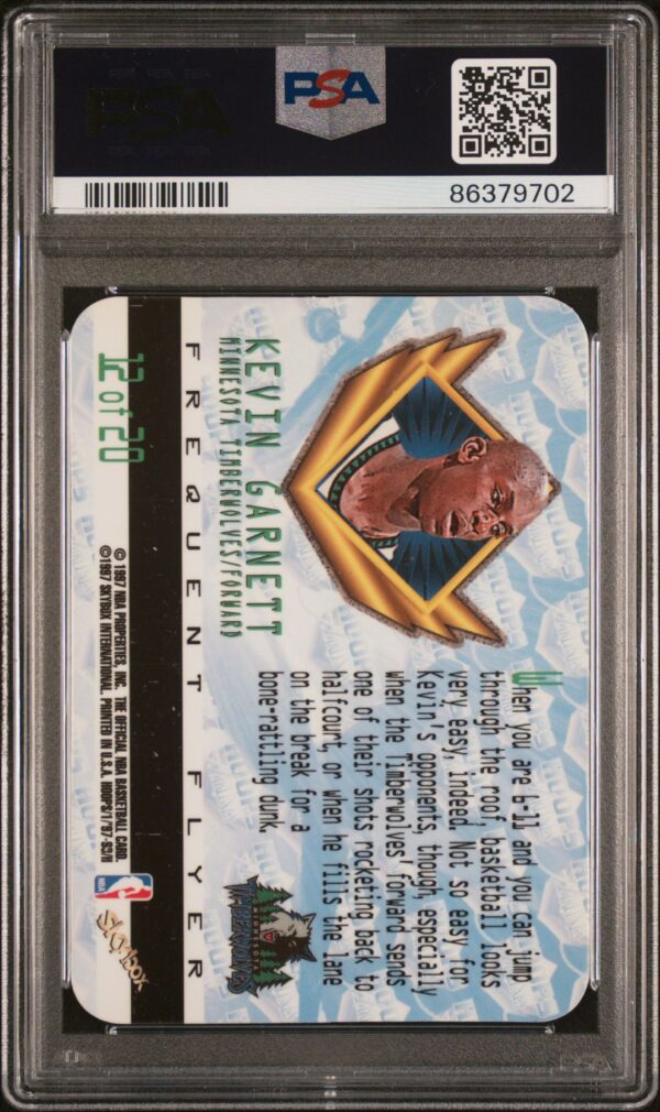 1997-98 HOOPS FREQUENT FLYER UPGRADE KEVIN GARNETT #12 PSA 9 MINT - Image 2