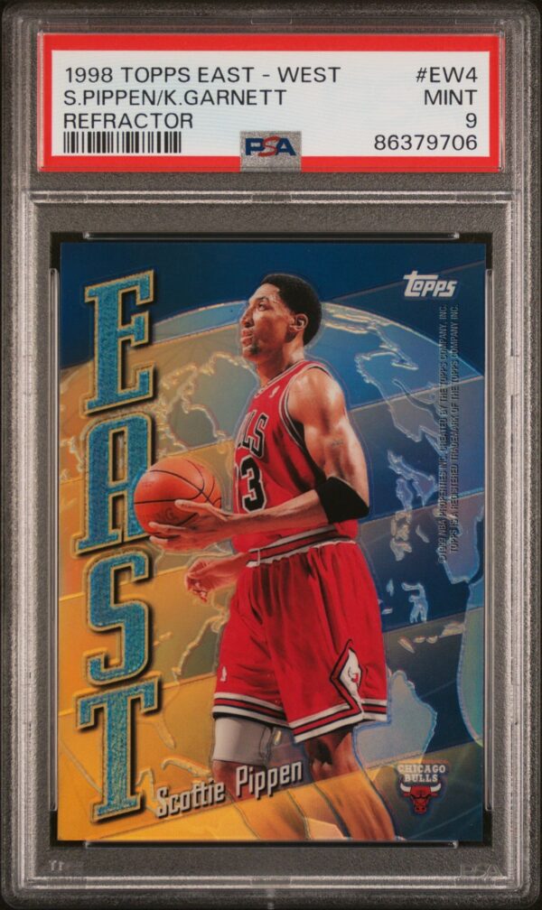 1998-99 TOPPS EAST WEST REFRACTOR #EW4 KEVIN GARNETT/SCOTTIE PIPPEN PSA 9 MINT