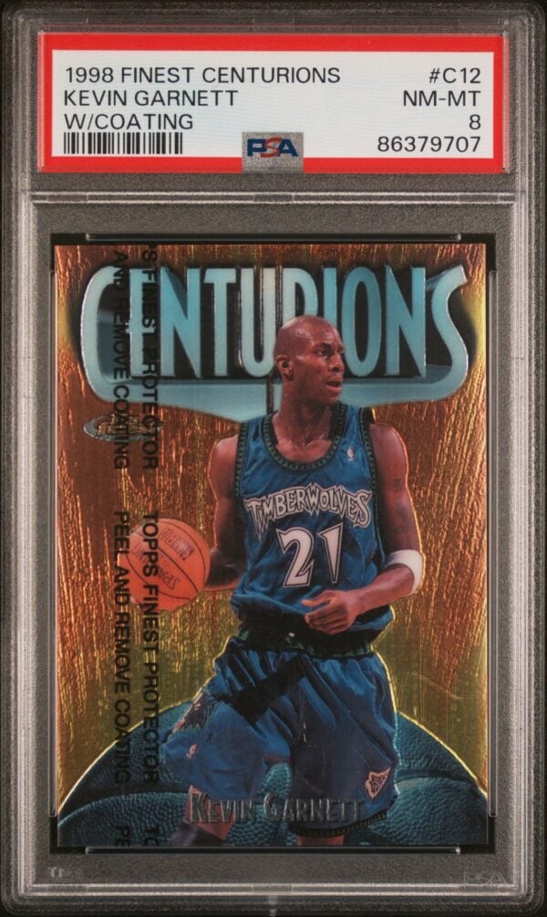 1998-99 FINEST CENTURIONS KEVIN GARNETT W/COATING #C12 /500 PSA 8