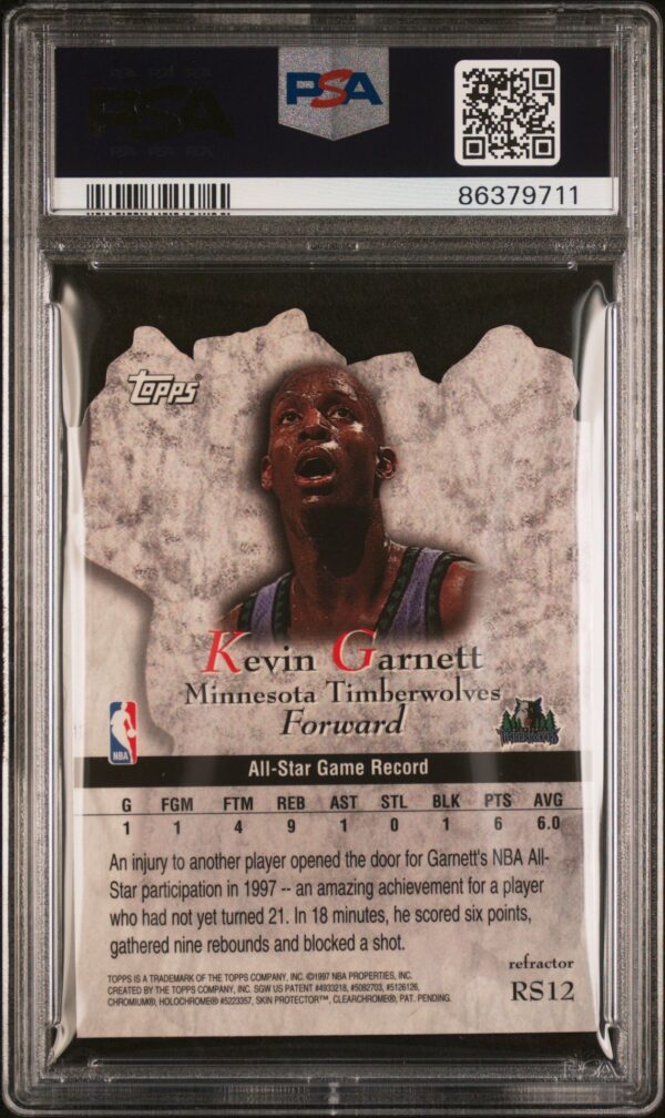 1997-98 TOPPS ROCK STARS REFRACTOR KEVIN GARNETT #RS12 PSA 8 - Image 2