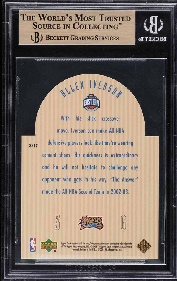 2003-04 UPPER DECK SE ALL-STARS DIE-CUT ALLEN IVERSON #SE12 BGS 9.5 GEM MINT - Image 2