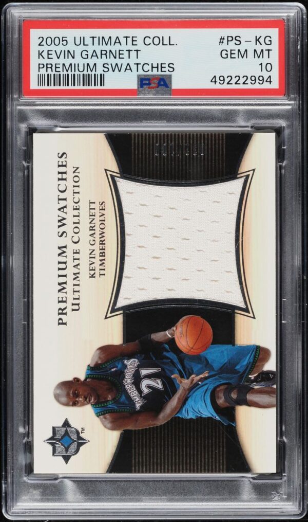 2005-06 ULTIMATE COLLECTION PREMIUM KEVIN GARNETT PATCH /100 #PS-KG PSA 10 GEM MINT