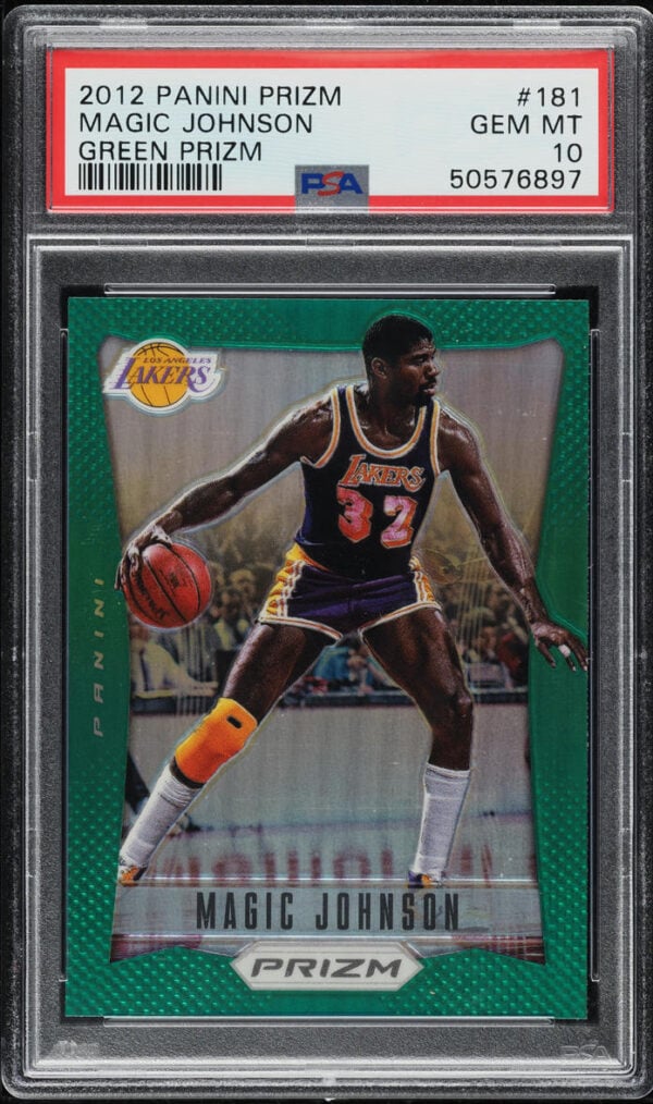 2012-13 PANINI PRIZM GREEN MAGIC JOHNSON #181 PSA 10 GEM MINT