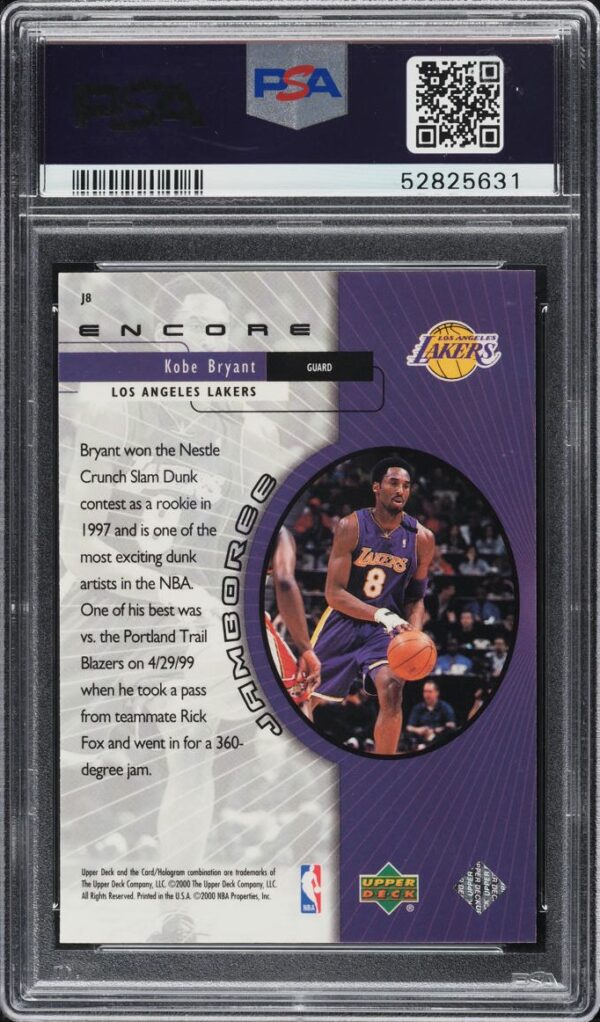 1999-00 UPPER DECK ENCORE JAMBOREE KOBE BRYANT #J8 PSA 10 GEM MINT - Image 2
