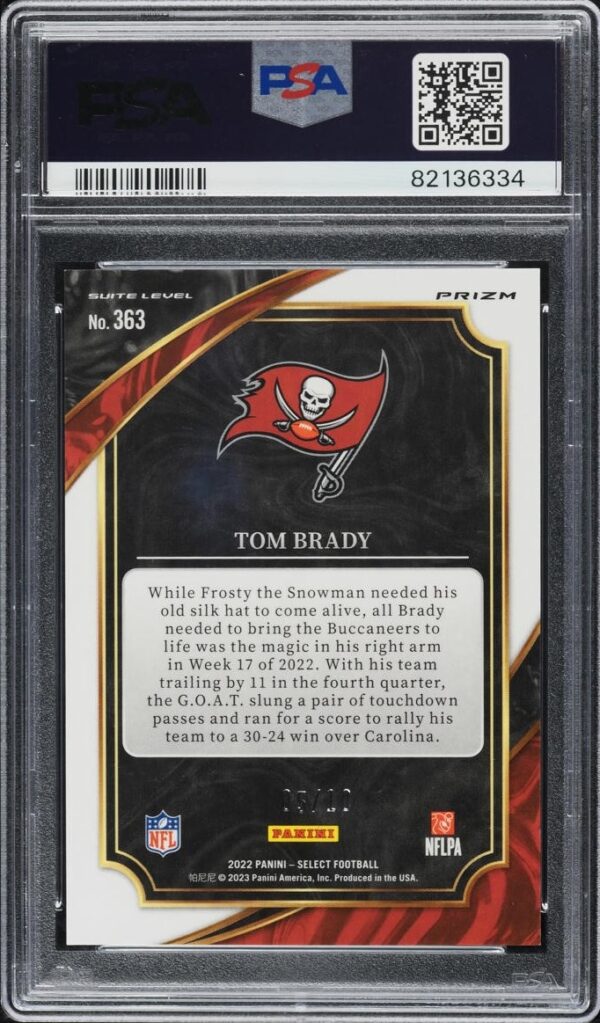 2022 SELECT SUITE LEVEL GOLD DISCO PRIZM TOM BRADY /10 #363 PSA 10 GEM MINT - Image 2