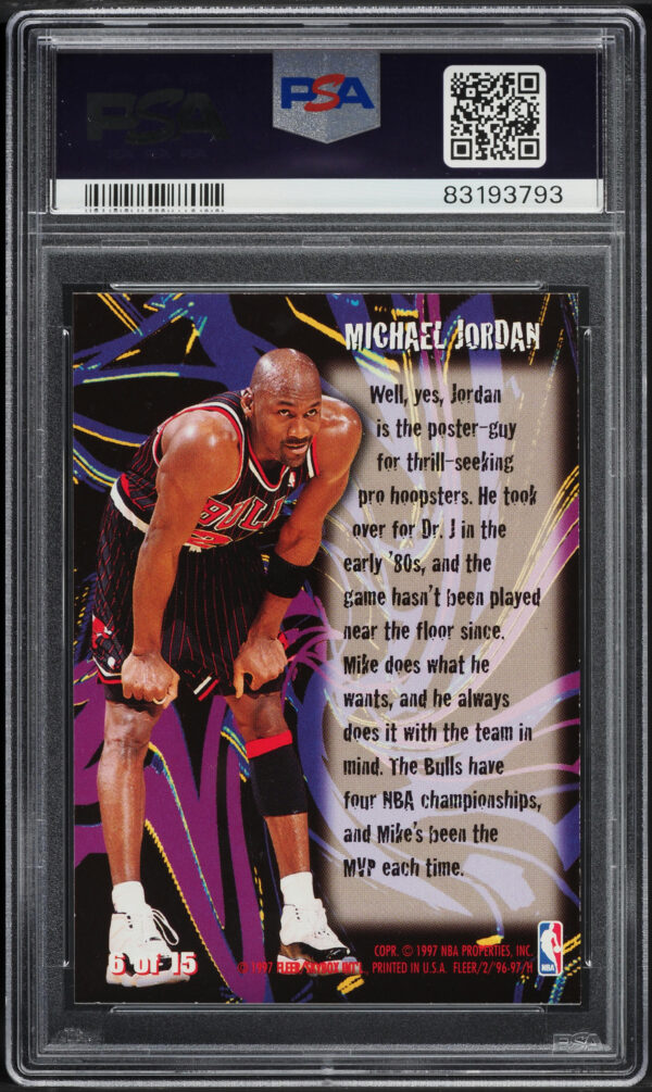 1996-97 FLEER THRILL SEEKERS MICHAEL JORDAN #6 PSA 8 - Image 2
