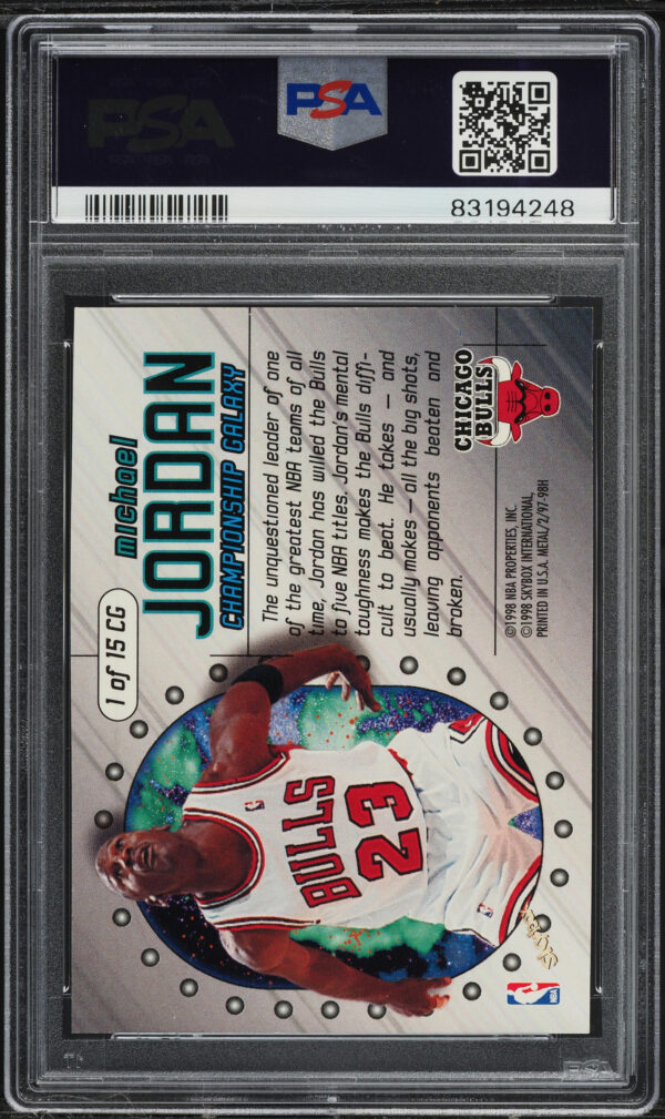 1997-98 METAL UNIVERSE CHAMPIONSHIP GALAXY MICHAEL JORDAN #1 PSA 10 GEM MINT - Image 2
