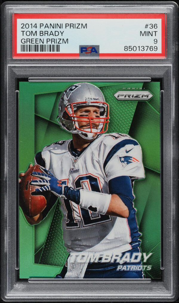 2014 PANINI PRIZM GREEN TOM BRADY #36 PSA 9 MINT