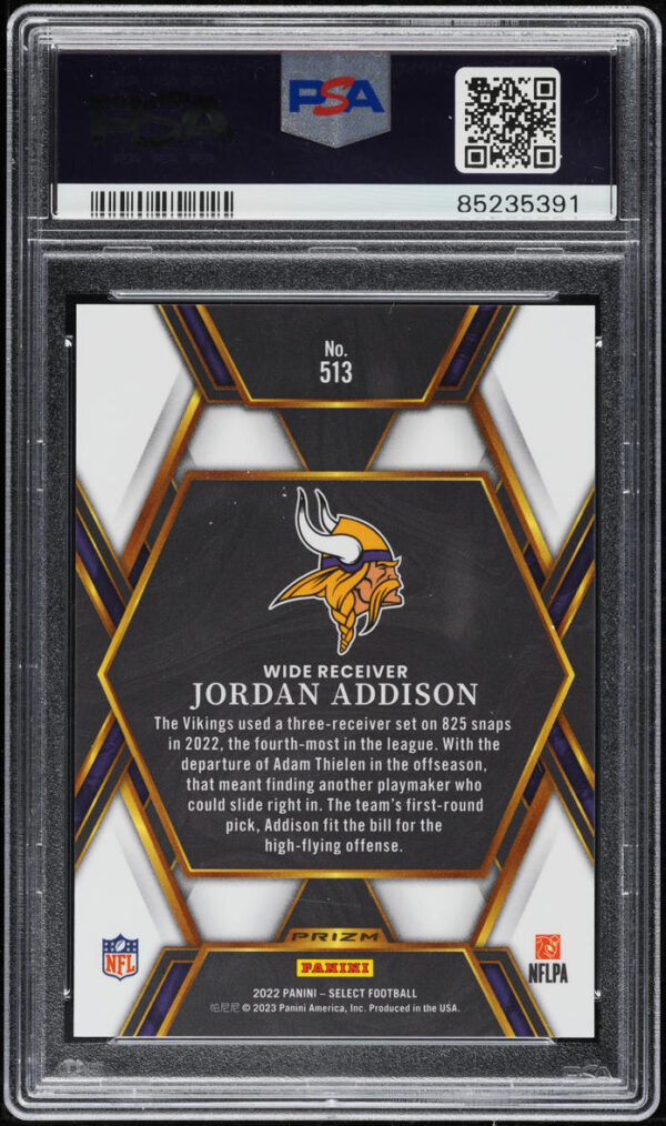 2022 SELECT '23 XRC JORDAN ADDISON ROOKIE #513 PSA 10 GEM MINT - Image 2