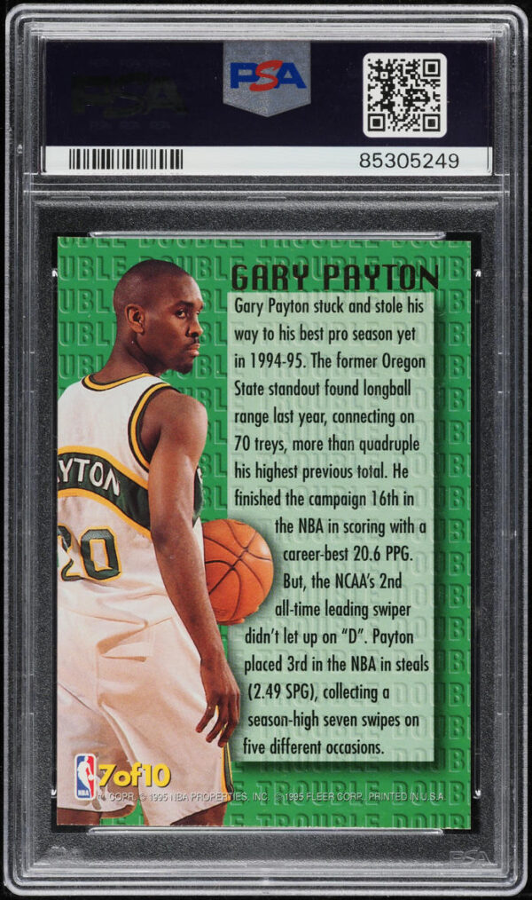 1995-96 ULTRA DOUBLE TROUBLE GARY PAYTON #7 PSA 10 GEM MINT - Image 2