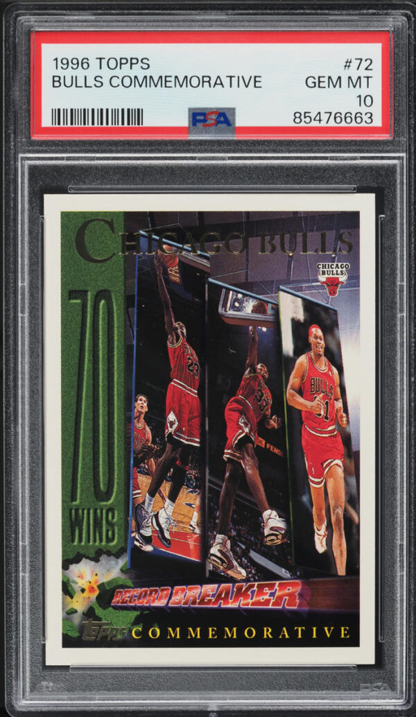 1996-97 TOPPS BASKETBALL CHICAGO BULLS W/ MICHAEL JORDAN #72 PSA 10 GEM MINT