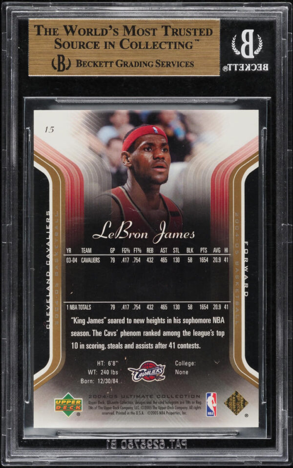 2004-05 ULTIMATE COLLECTION LIMITED LEBRON JAMES /25 #15 BGS 9.5 GEM MINT - Image 2