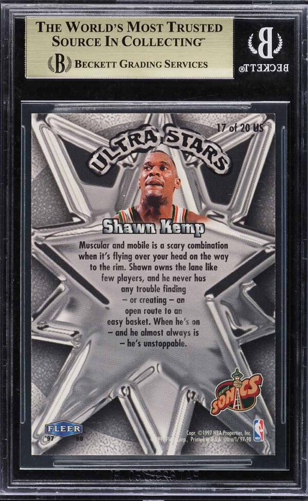 1997-98 ULTRA STARS GOLD SHAWN KEMP #17 BGS 9.5 GEM MINT - Image 2