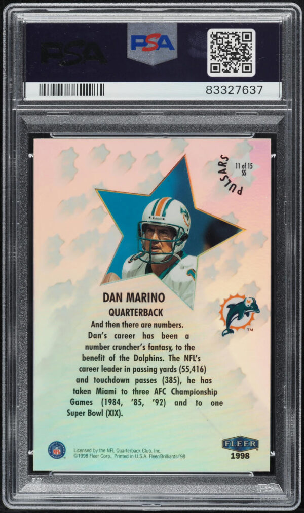 1998 FLEER BRILLIANTS SHINING STARS PULSARS DAN MARINO #11 PSA 9 MINT - Image 2