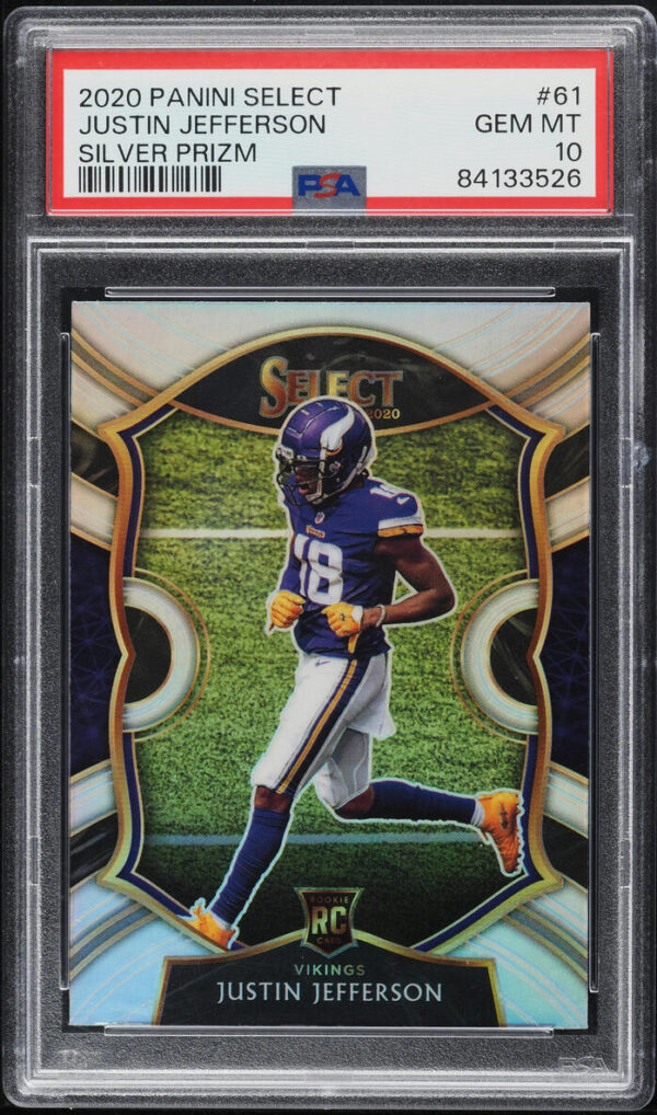 2020 SELECT CONCOURSE SILVER PRIZM JUSTIN JEFFERSON ROOKIE #61 PSA 10 GEM MINT