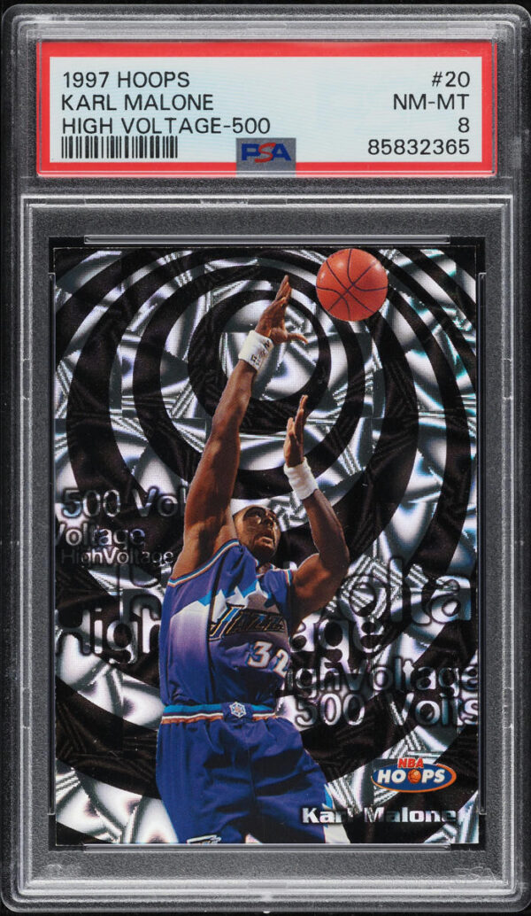 1997-98 HOOPS HIGH VOLTAGE 500 KARL MALONE /500 #20 PSA 8 NM-MT