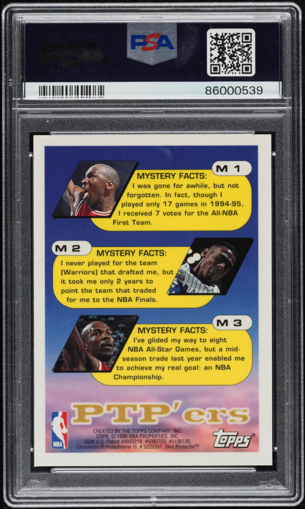 1995-96 FINEST MYSTERY REFRACTOR MICHAEL JORDAN #M1 PSA 8 NM-MT - Image 2