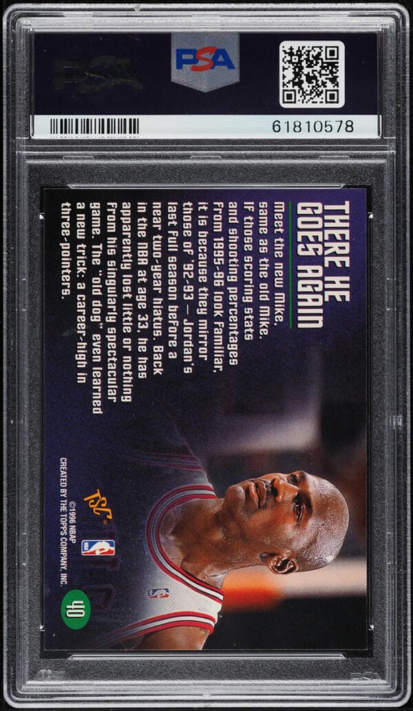 1995-96 STADIUM CLUB MEMBERS ONLY 50 MICHAEL JORDAN #40 PSA 10 GEM MINT - Image 2