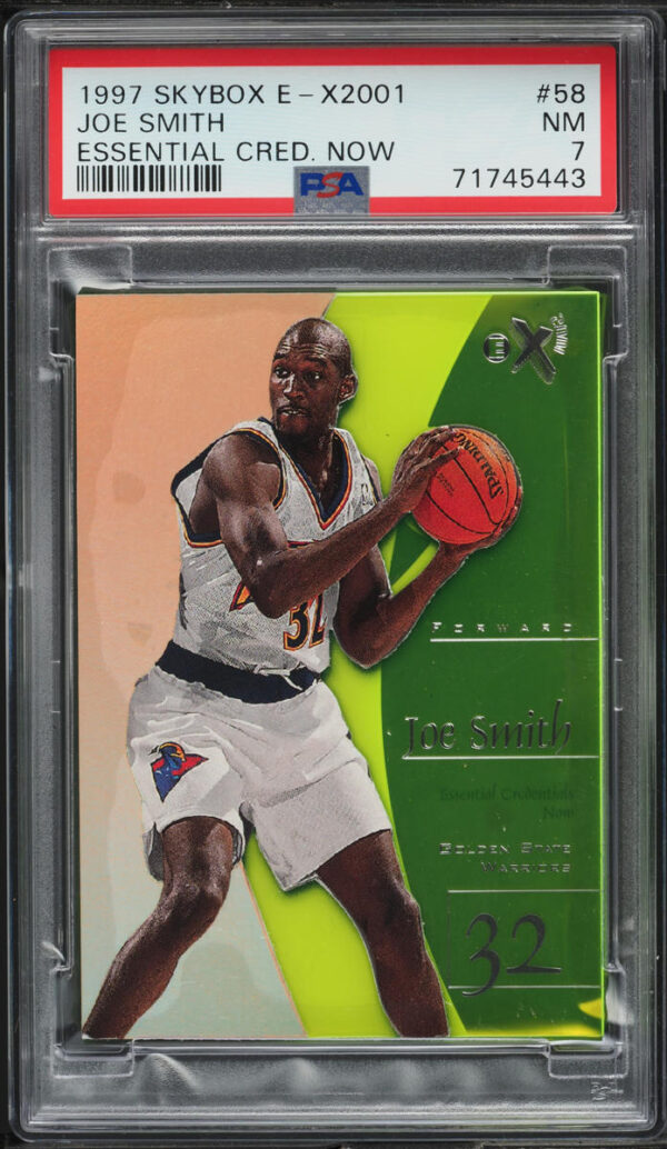 1997-98 SKYBOX E-X2001 ESSENTIAL CREDENTIALS NOW JOE SMITH /58 #58 PSA 7