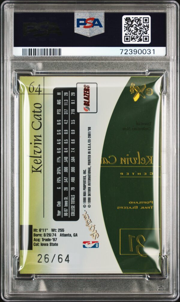 1997-98  SKYBOX E-X2001 ESSENTIAL CREDENTIALS NOW KELVIN CATO #64 /64 PSA 6 - Image 2