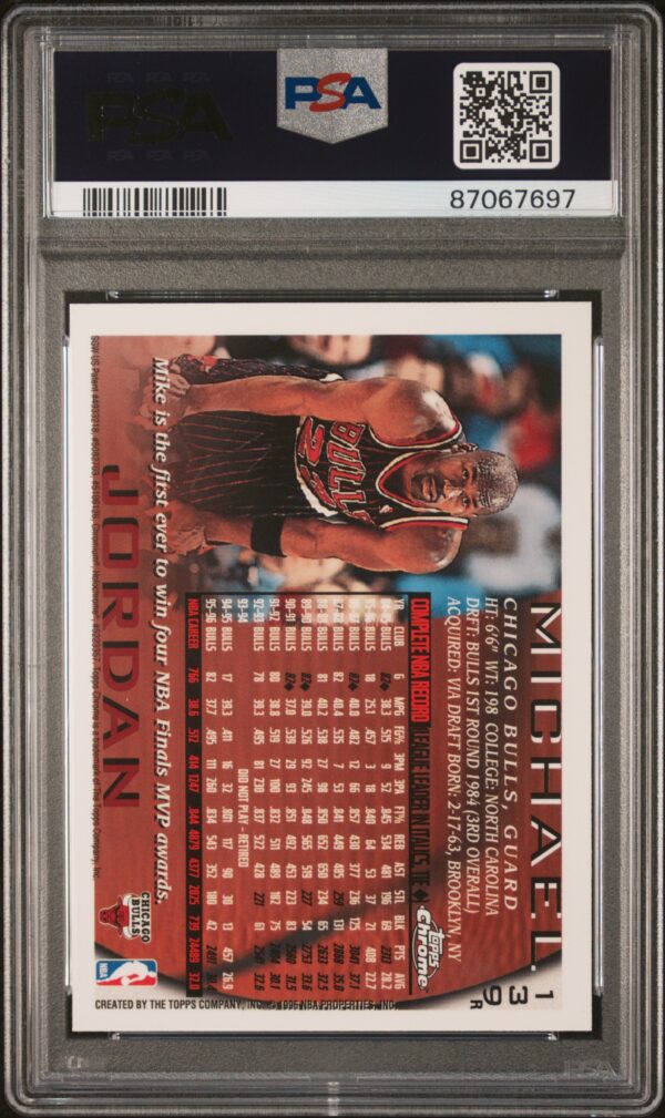 1996-97 TOPPS CHROME REFRACTOR MICHAEL JORDAN #139 PSA 9 MINT - Image 2