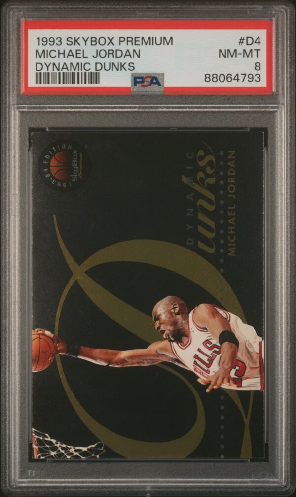 1993-94 SKYBOX PREMIUM DYNAMIC DUNKS MICHAEL JORDAN #D4 PSA 8