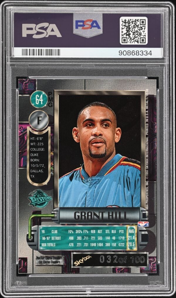 1997-98 METAL UNIVERSE PRECIOUS METAL GEMS GRANT HILL #64 PSA 5 - Image 2