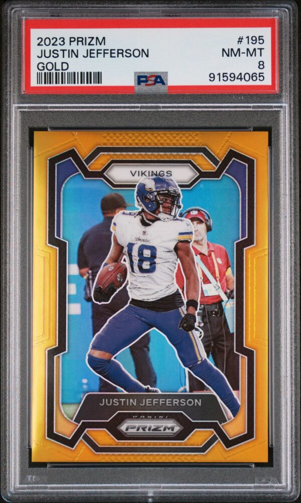2023 PANINI PRIZM JUSTIN JEFFERSON GOLD /10 #195 PSA 8