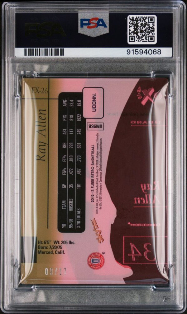 2012-13 FLEER RETRO EX-2001 ESSENTIAL CREDENTIALS FUTURE RAY ALLEN /17 #EX-26 PSA 9 MINT - Image 2