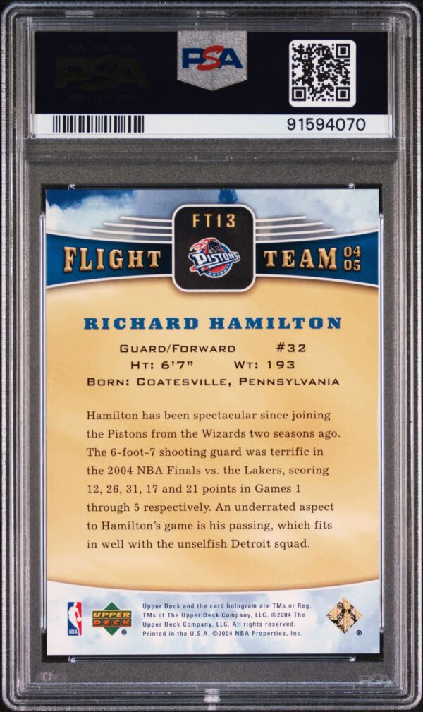2004-05 UPPER DECK FLIGHT TEAM RAINBOW RICHARD HAMILTON #FT13 PSA 9 MINT - Image 2